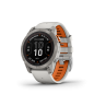 Preview: GARMIN Fenix 7 Pro Sapphire Solar, Nebelgrau -  Titanium Titan mit Nebelgrau/Glutorangem Armband, 47mm (010-02777-21)