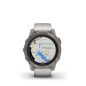 Preview: GARMIN Fenix 7 Pro Sapphire Solar, Nebelgrau -  Titanium Titan mit Nebelgrau/Glutorangem Armband, 47mm (010-02777-21)