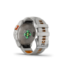 Preview: GARMIN Fenix 7 Pro Sapphire Solar, Nebelgrau -  Titanium Titan mit Nebelgrau/Glutorangem Armband, 47mm (010-02777-21)