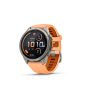 Preview: GARMIN Fenix 9 Pro InReach, 43mm, Titan mit Silikon-Armband Shell Pink/Autumn Orange (010-04335-01)