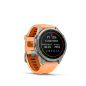 Preview: GARMIN Fenix 9 Pro InReach, 43mm, Titan mit Silikon-Armband Shell Pink/Autumn Orange (010-04335-01)