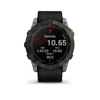 GARMIN Enduro2 Sapphire Solar, Carbon Gray DLC Titanium mit schwarzem UltraFit-Nylon-Armband (010-02754-01)