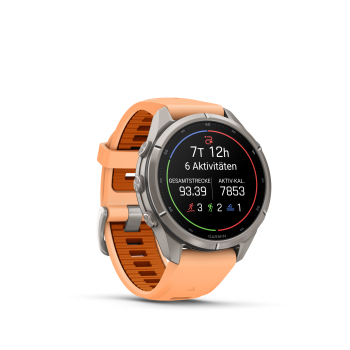GARMIN Fenix 9 Pro InReach, 43mm, Titan mit Silikon-Armband Shell Pink/Autumn Orange (010-04335-01)