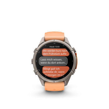 GARMIN Fenix 9 Pro InReach, 43mm, Titan mit Silikon-Armband Shell Pink/Autumn Orange (010-04335-01)