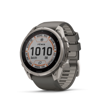 GARMIN Fenix 9 Pro Solar InReach, 51mm,  Kieselgrau/Titan mit Silikon-Armband (010-04339-01)