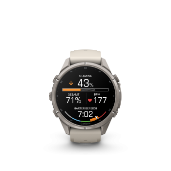 GARMIN Fenix 9 Pro InReach, 43mm, Titan mit Silikon-Armband Nebelgrau/Dunkler Sandstein (010-04335-81)