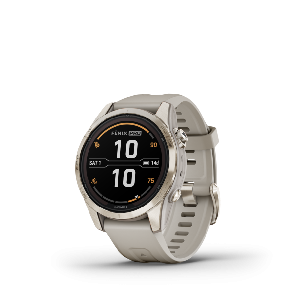 GARMIN Fenix 7S Pro Sapphire Solar, Beige/Softgold, 42mm (010-02776-15)
