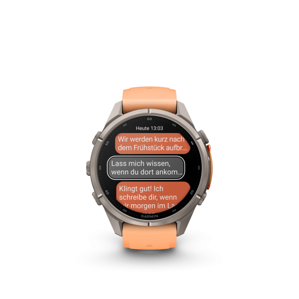 GARMIN Fenix 9 Pro InReach, 43mm, Titan mit Silikon-Armband Shell Pink/Autumn Orange (010-04335-01)