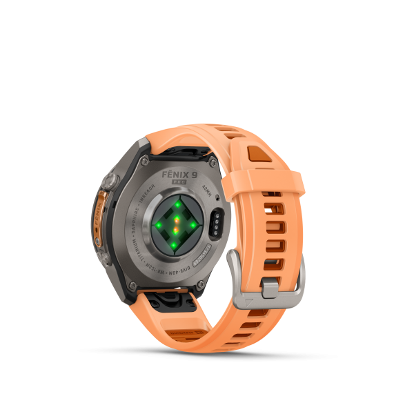GARMIN Fenix 9 Pro InReach, 43mm, Titan mit Silikon-Armband Shell Pink/Autumn Orange (010-04335-01)