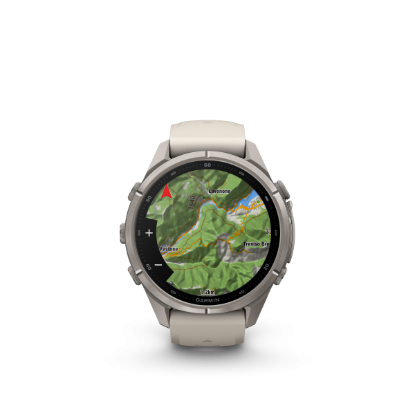 GARMIN Fenix 9 Pro InReach, 43mm, Titan mit Silikon-Armband Nebelgrau/Dunkler Sandstein (010-04335-81)
