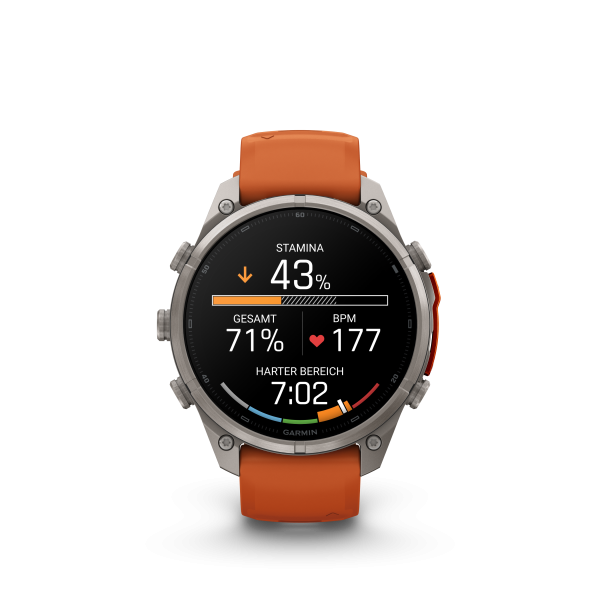 GARMIN Fenix 9 Pro InReach, 47mm, Titan mit Silikon-Armband Autumn Orange/Spark Orange (010-04336-01)