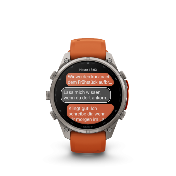 GARMIN Fenix 9 Pro InReach, 47mm, Titan mit Silikon-Armband Autumn Orange/Spark Orange (010-04336-01)