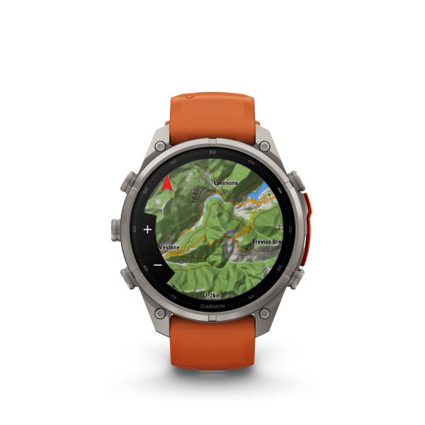 GARMIN Fenix 9 Pro InReach, 47mm, Titan mit Silikon-Armband Autumn Orange/Spark Orange (010-04336-01)