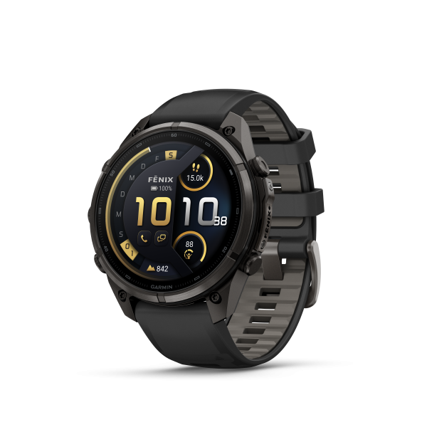 GARMIN Fenix 9 Pro InReach, 47mm, Carbongrau DLC Titan mit Silikon-Armband Schwarz/Kieselgrau (010-04336-11)