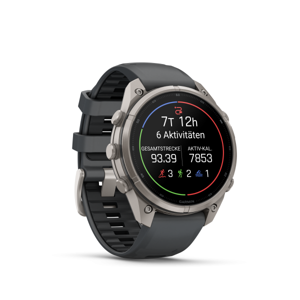 GARMIN Fenix 9 Pro InReach, 47mm, Titan mit Silikon-Armband Graphit/Schwarz (010-04336-21)