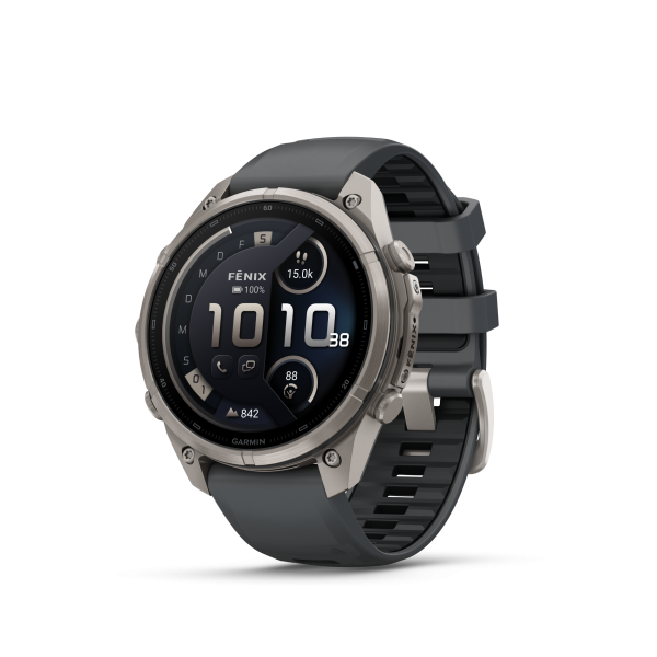GARMIN Fenix 9 Pro InReach, 47mm, Titan mit Silikon-Armband Graphit/Schwarz (010-04336-21)